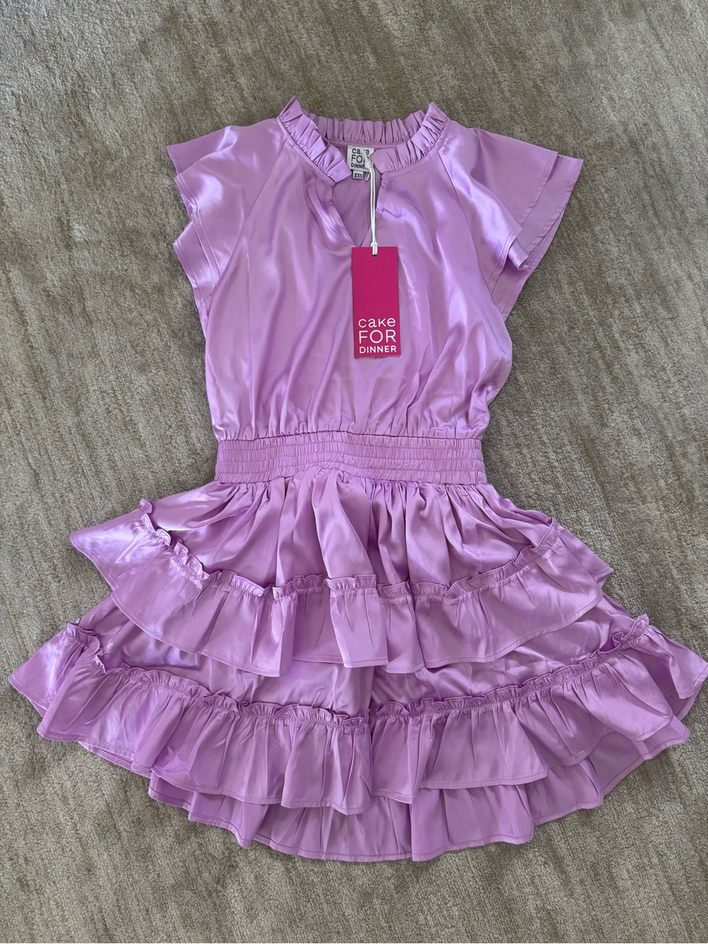 Cake For Dinner Lilac Ruffle Satin Dress